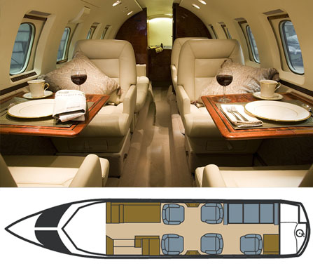 Interior Mid-sized Charter Jet